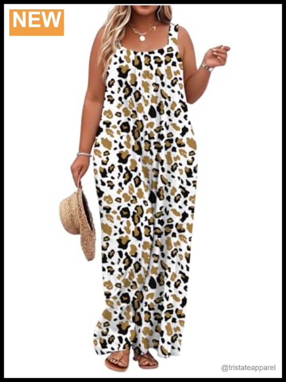 Plus Size Wide Leg Jumpsuit Sleeveless Loose Fit Romper with Pockets